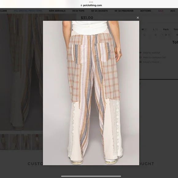 POL 💚 454 POL Plaid with Lace Detail Knit Pants SR21A - Picture 4 of 8